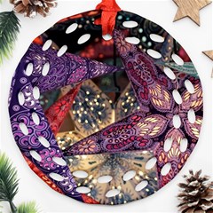 Stars Christmas Advent Round Filigree Ornament (two Sides)