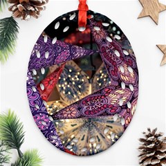 Stars Christmas Advent Oval Filigree Ornament (two Sides)