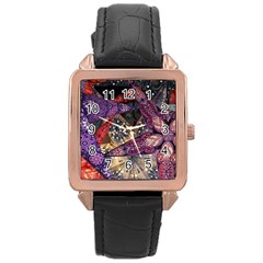 Stars Christmas Advent Rose Gold Leather Watch 