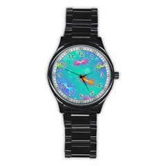 Christmas Pattern Stainless Steel Round Watch