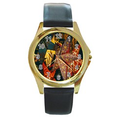 Star Lantern Lighting Round Gold Metal Watch