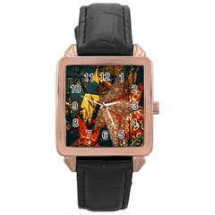 Star Lantern Lighting Rose Gold Leather Watch 