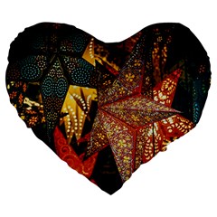 Star Lantern Lighting Large 19  Premium Flano Heart Shape Cushions