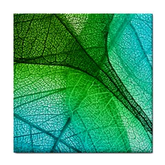 3d Leaves Texture Sheet Blue Green Tile Coaster