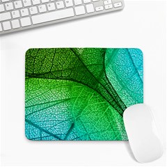 3d Leaves Texture Sheet Blue Green Small Mousepad by Cemarart