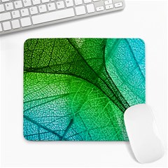 3d Leaves Texture Sheet Blue Green Large Mousepad