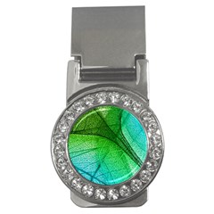 3d Leaves Texture Sheet Blue Green Money Clips (cz) 