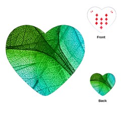 3d Leaves Texture Sheet Blue Green Playing Cards Single Design (heart)