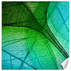 3d Leaves Texture Sheet Blue Green Canvas 12  X 12 