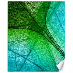 3d Leaves Texture Sheet Blue Green Canvas 16  X 20 