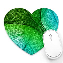 3d Leaves Texture Sheet Blue Green Heart Mousepad