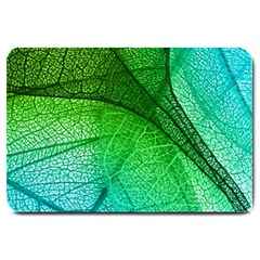 3d Leaves Texture Sheet Blue Green Large Doormat