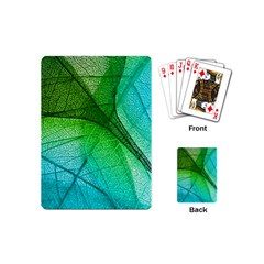 3d Leaves Texture Sheet Blue Green Playing Cards Single Design (mini)