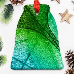 3d Leaves Texture Sheet Blue Green Ornament (bell)