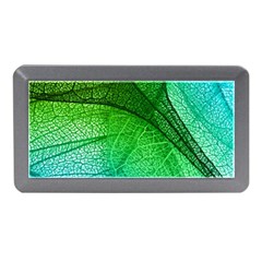 3d Leaves Texture Sheet Blue Green Memory Card Reader (mini) by Cemarart