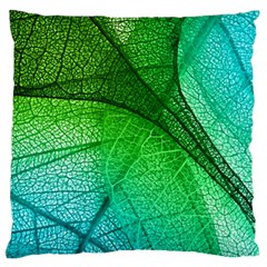 3d Leaves Texture Sheet Blue Green Large Cushion Case (two Sides)