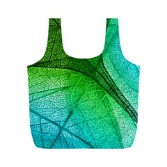 3d Leaves Texture Sheet Blue Green Full Print Recycle Bag (m)