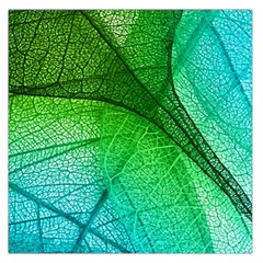 3d Leaves Texture Sheet Blue Green Square Satin Scarf (36  X 36 )