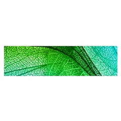 3d Leaves Texture Sheet Blue Green Oblong Satin Scarf (16  X 60 )