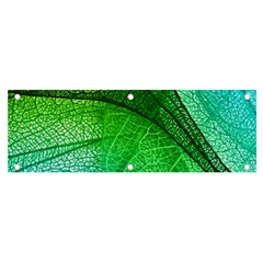 3d Leaves Texture Sheet Blue Green Banner And Sign 6  X 2 