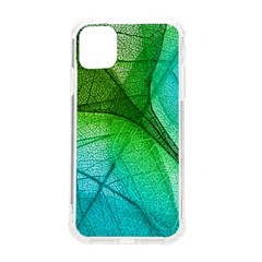 3d Leaves Texture Sheet Blue Green Iphone 11 Tpu Uv Print Case by Cemarart