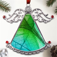 3d Leaves Texture Sheet Blue Green Metal Angel With Crystal Ornament