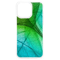 3d Leaves Texture Sheet Blue Green Iphone 15 Pro Max Tpu Uv Print Case by Cemarart