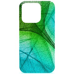 3d Leaves Texture Sheet Blue Green Iphone 15 Pro Black Uv Print Pc Hardshell Case