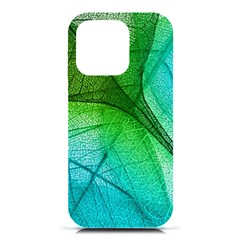 3d Leaves Texture Sheet Blue Green Iphone 16 Pro Black Uv Print Pc Hardshell Case