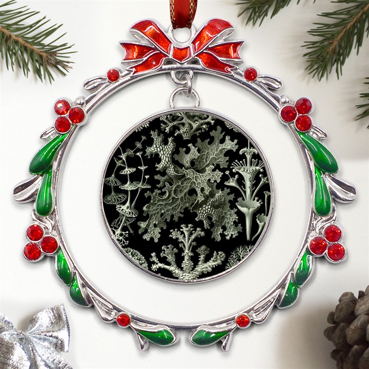 Weave Haeckel Lichenes Photobionten Metal X mas Wreath Ribbon Ornament