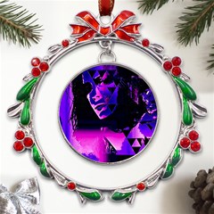 Counting Coup Ultraviolet Metal X mas Wreath Ribbon Ornament