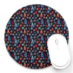 Vintage Style Christmas Decoration Pattern Motif Round Mousepad