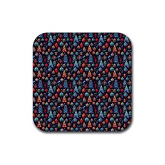 Vintage Style Christmas Decoration Pattern Motif Rubber Coaster (square) by dflcprintsclothing