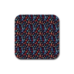 Vintage Style Christmas Decoration Pattern Motif Rubber Square Coaster (4 Pack)