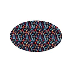 Vintage Style Christmas Decoration Pattern Motif Sticker Oval (100 Pack)