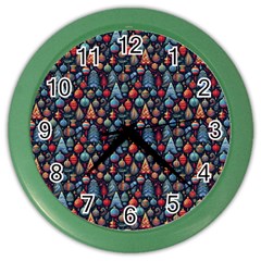 Vintage Style Christmas Decoration Pattern Motif Color Wall Clock