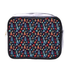 Vintage Style Christmas Decoration Pattern Motif Mini Toiletries Bag (one Side)