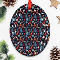 Vintage Style Christmas Decoration Pattern Motif Ornament (oval Filigree) by dflcprintsclothing