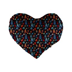 Vintage Style Christmas Decoration Pattern Motif Standard 16  Premium Heart Shape Cushions