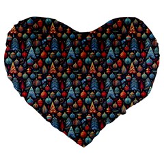 Vintage Style Christmas Decoration Pattern Motif Large 19  Premium Heart Shape Cushions