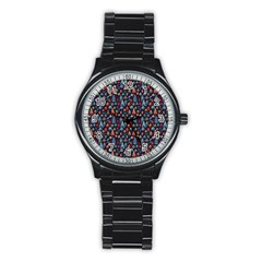 Vintage Style Christmas Decoration Pattern Motif Stainless Steel Round Watch by dflcprintsclothing