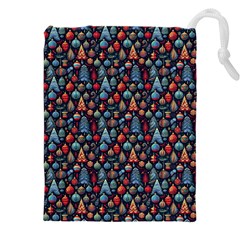 Vintage Style Christmas Decoration Pattern Motif Drawstring Pouch (5xl) by dflcprintsclothing