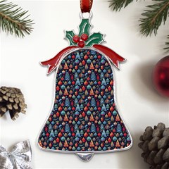 Vintage Style Christmas Decoration Pattern Motif Metal Holly Leaf Bell Ornament by dflcprintsclothing