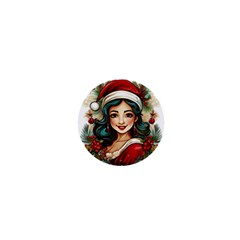 Young Woman With Santa Claus Clothes Isolated Illustration Wb 1  Mini Buttons