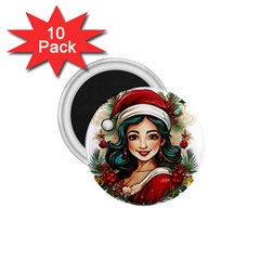 Young Woman With Santa Claus Clothes Isolated Illustration Wb 1 75  Magnets (10 Pack) 