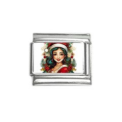 Young Woman With Santa Claus Clothes Isolated Illustration Wb Italian Charm (9mm)