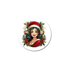 Young Woman With Santa Claus Clothes Isolated Illustration Wb Golf Ball Marker (4 Pack)