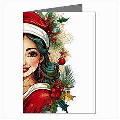 Young Woman With Santa Claus Clothes Isolated Illustration Wb Greeting Cards (pkg Of 8) by dflcprintsclothing