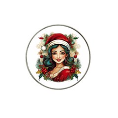 Young Woman With Santa Claus Clothes Isolated Illustration Wb Hat Clip Ball Marker