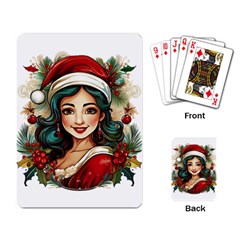 Young Woman With Santa Claus Clothes Isolated Illustration Wb Playing Cards Single Design (rectangle)